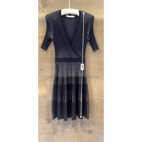 NEW SIMKHAI Nadya Compact Rib Wrap Skater Mini Dress SIZE S - Picture 7 of 9